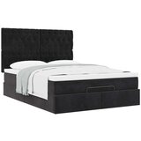  Otomanski posteljni okvir z vzmetnicami črn 140x190cm žamet | Shoptok.si
