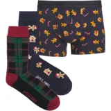 set muške bokserice i čarape, 2 para, Jacxmas Check 12266765, Crni