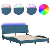 Furnova Posteljni okvir z LED lučkami moder 160x200 cm žamet, (21939296) | Shoptok.si