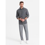 Ombre Men's chino pants with elastic waistband - gray Cene