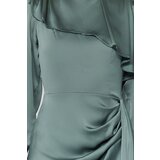Trendyol Khaki Shawl Detailed Satin Evening Dress | Shoptok.si