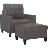  Fotelja s tabureom siva 60 cm od umjetne kože | shoptok.hr