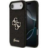 Guess GUHCP17MHG4SGK silikonski ovitek za iPhone 17 Air - črn z bleščicami in zlatim logom u