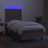  Krevet box spring s madracem LED smeđesivi 90x200 cm tkanina | shoptok.hr