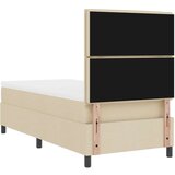  Postelja s škatlo z vzmetnico Bež 90x200 cm Tkanina, (22083090) | Shoptok.si