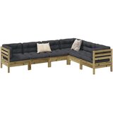  6-dijelni set vrtnih sofa od impregnirane borovine s jastucima | shoptok.hr