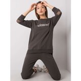 Fashion Hunters Set of dark khaki sweatshirts with application | Shoptok.si