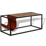  Stol za Kavu s Držačem za Časopise od Prave Kože 110x50x45 cm | Eponuda.com