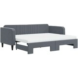 vidaXL Izvlečna dnevna postelja z vzmetnico tem. siva 90x200 cm žamet | Shoptok.si