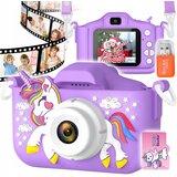  Otroški LCD 40MPix digitalni fotoaparat samorog USB vijoličen + 32GB SD kartica | Shoptok.si