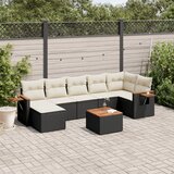 Maison Chic Seti vrtnega pohištva - Vrtna garnitura - Vrtni pohištvo set 8-delna z blazinami črn poli ratan, (21798909) | Shoptok.si