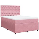 vidaXL Box spring postelja z vzmetnico roza 140x200 cm žamet, (21306879) | Shoptok.si