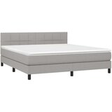  Box spring postelja z vzmetnico LED sv. siva 160x200 cm blago, (20789410) | Shoptok.si