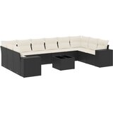  The Living Store Vrtna sedežna garnitura 11-delna z blazinami črn poli ratan - Vrtna Sedežna Garniture, (21451399) | Shoptok.si