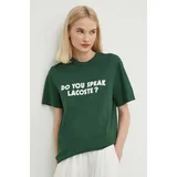 Lacoste Bombažna kratka majica zelena barva