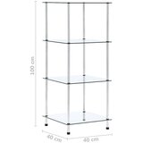 Police s 4 razine prozirne 40 x 40 x 100 cm od kaljenog stakla | shoptok.hr