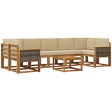vidaXL Zunanja garnitura za sedenje z blazino 6 pcs Naravna, (5000281454) | Shoptok.si