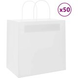 vidaXL Papirnate vrečke 50 kosov z ročaji bela 26x17x25 cm | Shoptok.si