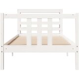 vidaXL Posteljni okvir z vzglavjem bel 90x200 cm trdna borovina, (21292352) | Shoptok.si