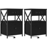 vidaXL Nočne omarice 2 pcs Črni hrast 40 x 31 x 60 cm Konstruiran les | Shoptok.si