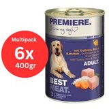 Premiere best meat adult, vlažna hrana za pse, ćuretina, šargarepa i pirinač, 6x400g Cene