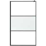 Pregrada za tuš 115 x 195 cm s napola mutnim staklom ESG crna | shoptok.hr