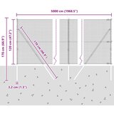 vidaXL varjena ograja z 13 stebri, siva 1,2x50 m jeklo | Shoptok.si