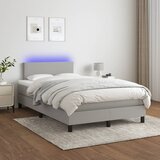 Krevet s oprugama i madracem LED svjetlosivi 120x190 cm tkanina | shoptok.hr