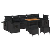 vidaXL 10-delni vrtni set sofa z blazinami Črna Poli ratan Akacija, 3-delni vrtni jedilni set z blazinami Črna Poli ratan Akacija Cene