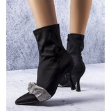 Gemre Black ankle boots adorned with rhinestones Caisse | ePonuda.com