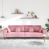 Baršunasta sofa s jastukom s jastukom Ružičasta 209 cm Baršun | shoptok.hr