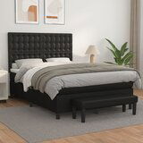  The Living Store Box spring postelja z vzmetnico črn 140x190 cm umetno usnje - Box Spring Postelja, (21457883) Cene