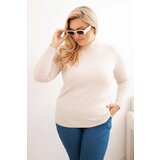 Kesi Włoski Women's Plus Size Viscose Sweater with Turtleneck beige | shoptok.hr