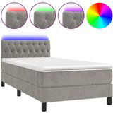  Box spring postelja z vzmetnico LED svetlo siva 90x200 cm žamet, (20937321) | Shoptok.si