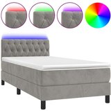  Box spring s madracem LED svjetlosivi 90x200 cm baršun | shoptok.hr