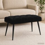  Klupa s gumbastim tkanjem Crna 80 x 40 x 46 cm Baršun | shoptok.hr