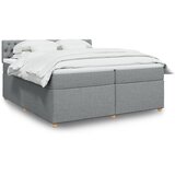 vidaXL Box spring postelja z vzmetnico svetlo siva 200x200 cm blago | Shoptok.si
