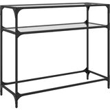 Maison Chic konzolna miza - miza ob steni s stekleno površino 98x35x81 cm jeklo, (21786511) | Shoptok.si