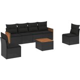 Maison Chic Seti vrtnega pohištva - Vrtna garnitura - Vrtni pohištvo set 7-delna z blazinami črn poli ratan, (21802028) | Shoptok.si