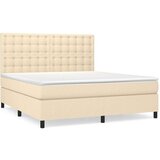  Box spring postelja z vzmetnico krem 160x200 cm blago | Shoptok.si