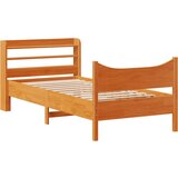 Maison Chic Posteljni okvir - Enojna postelja - Postelja za odrasle z vzglavjem voščeno rjava 75x190 cm borovina, (21696926) Cene