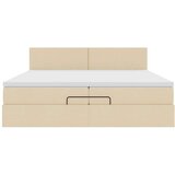 vidaXL Otomanski posteljni okvir z vzmetnico krem 200x200 cm blago, (21670865) | Shoptok.si