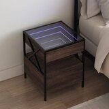 vidaXL Nočna mizica z neskončnimi LED rjavi hrast 40x40x51 cm Cene