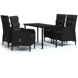  5-dijelni vrtni blagovaonski set s jastucima crni | shoptok.hr