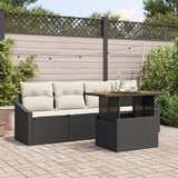 vidaXL Vrtni sofa set 5-dijelni Crna i krem Ratan, Poliester Cijene