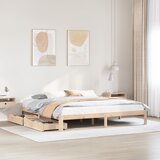 vidaXL Posteljni okvir s predali 200x200 cm trdna borovina | Shoptok.si