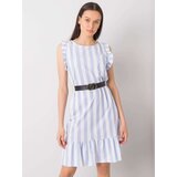 Fashion Hunters Light blue striped dress with frill | Shoptok.si