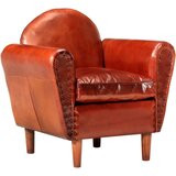  Zaobljena fotelja od prave kože 77 x 65 x 79 cm smeđa | Shoptok.si