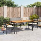 3-dijelni vrtni blagovaonski set s jastucima od poliratana crni Crna 80 cm table length | shoptok.hr
