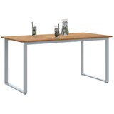 Vanjski Zunanja jedilna miza Siva 160x80x75 cm Jeklo in Masivno leseno Akacijevo | Shoptok.si